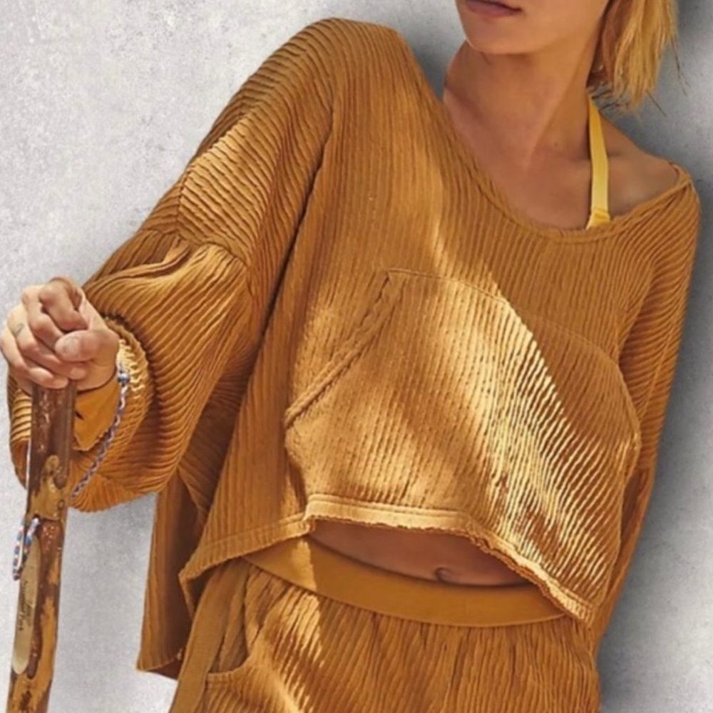 Free People Movement Slouchy Cropped Ribbed Hoodie - Picture 2 of 10